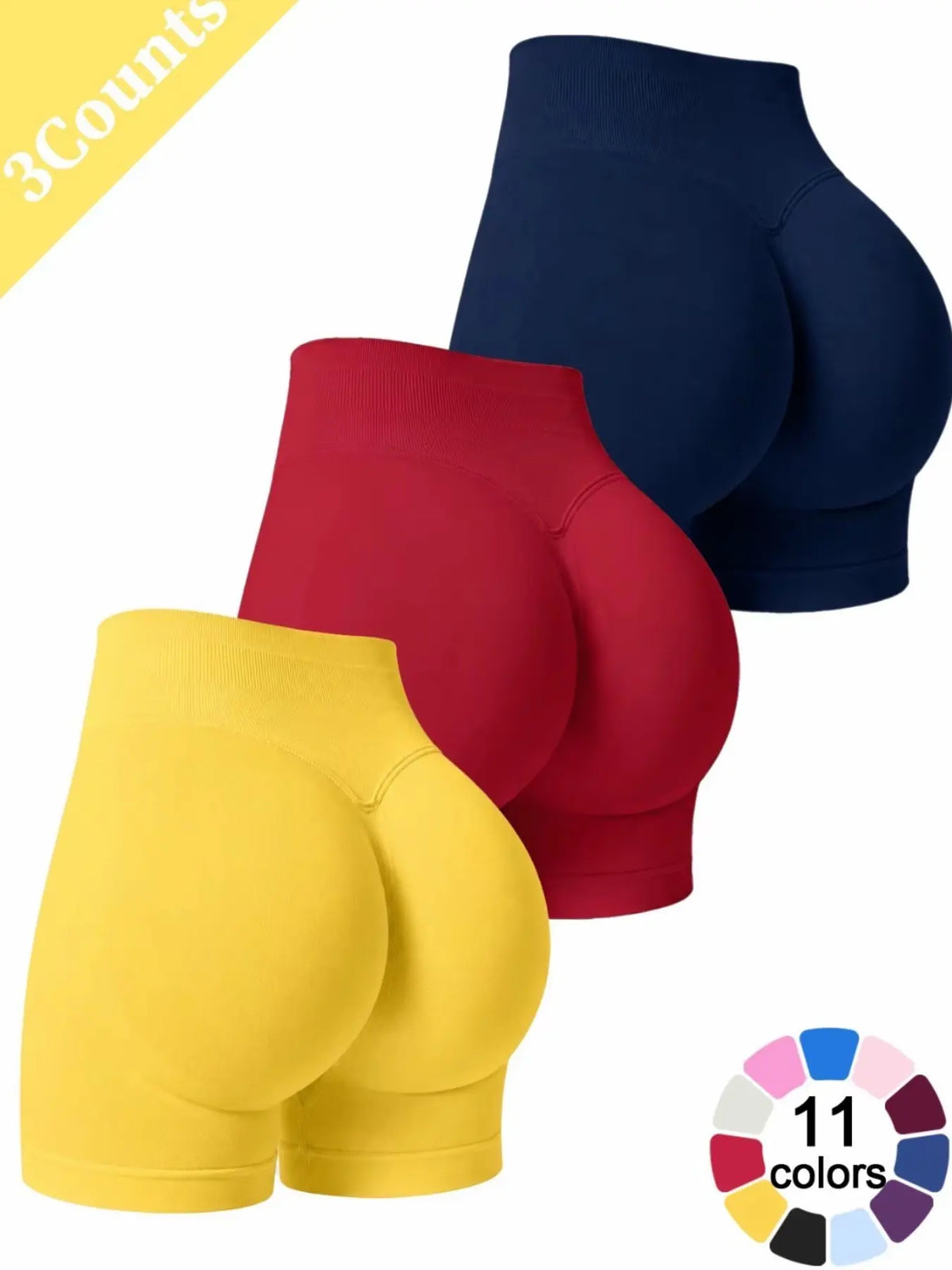 Women'S Multi-Piece Fitness Shorts, Seamless Stretch Tight Yoga Pants, High-Waisted Sun Protection, Tummy Control, Ideal for Workout & Casual Wear