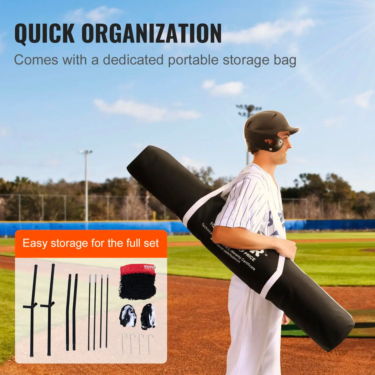 【Summerfinds】Vevor 7X7 Ft Baseball Softball Practice Net, Portable Baseball Training Net for Hitting Batting Catching Pitching, Backstop Baseball Equipment with Bow Frame, Carry Bag, Strike Zone, Ball, Batting Tee