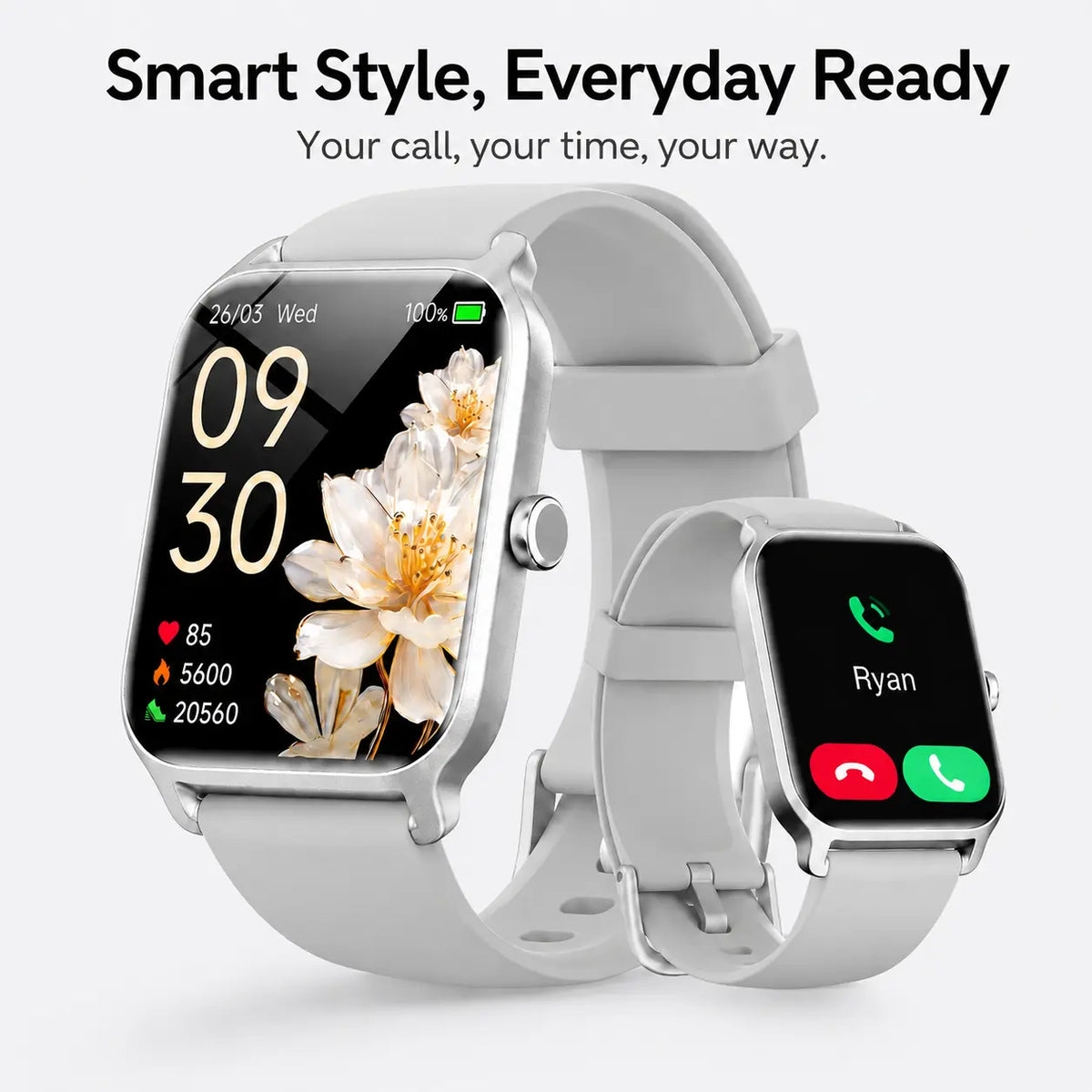 Smart Watch for Men and Women, 2.01" Touch Screen Lifestyle Watch with Message Reminder, Step Counter, Alarm, Timer, Music Control, Comfortable Strap, Compatible with Most Ios and Android Smartphones , Back to School Gift