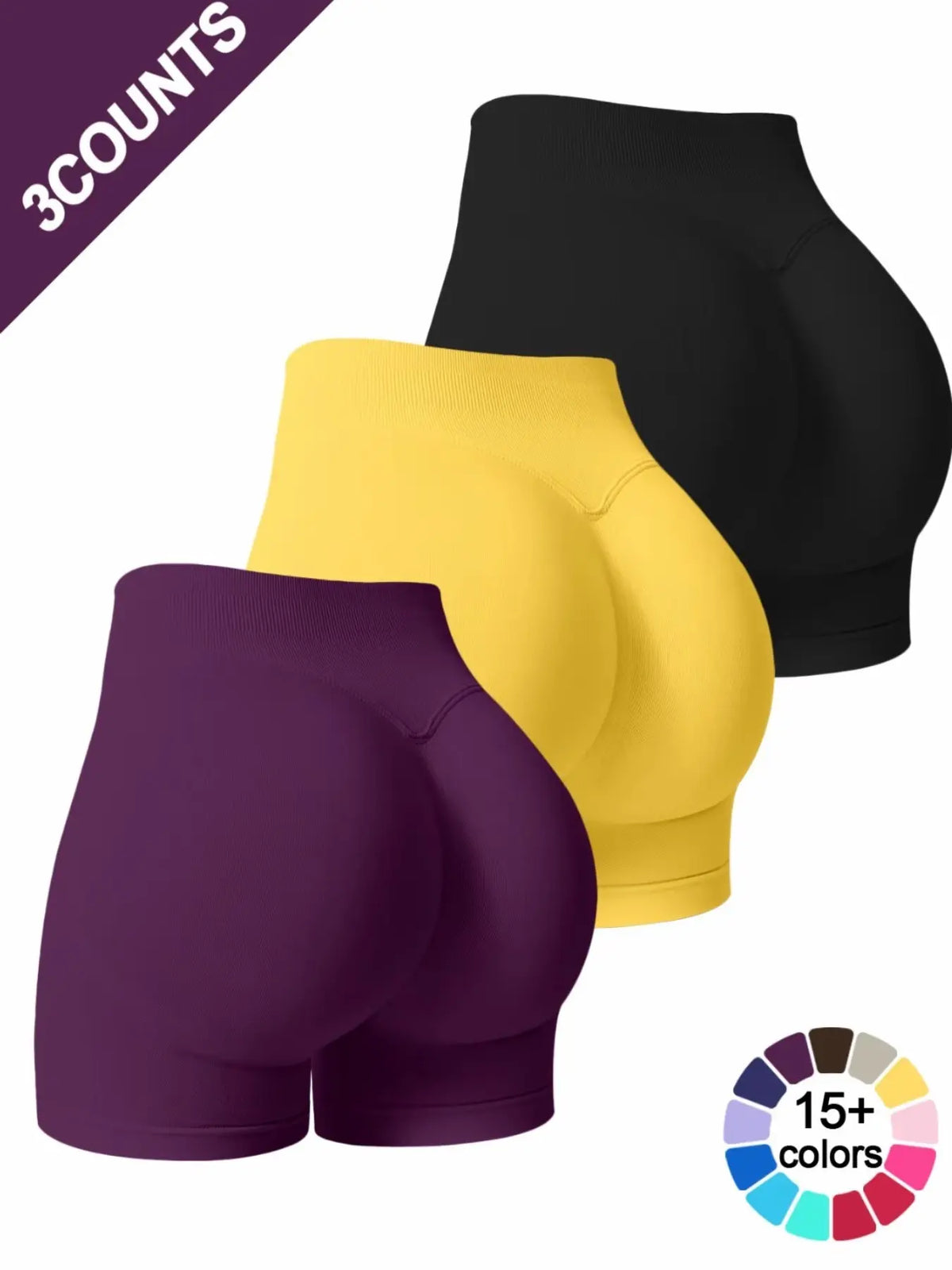 Women'S Multi-Piece Fitness Shorts, Seamless Stretch Tight Yoga Pants, High-Waisted Sun Protection, Tummy Control, Ideal for Workout & Casual Wear