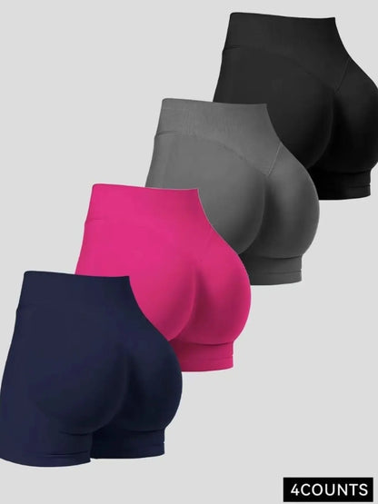 Women'S Multi-Piece Fitness Shorts, Seamless Stretch Tight Yoga Pants, High-Waisted Sun Protection, Tummy Control, Ideal for Workout & Casual Wear