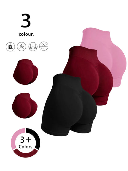 Women'S Multi-Piece Fitness Shorts, Seamless Stretch Tight Yoga Pants, High-Waisted Sun Protection, Tummy Control, Ideal for Workout & Casual Wear