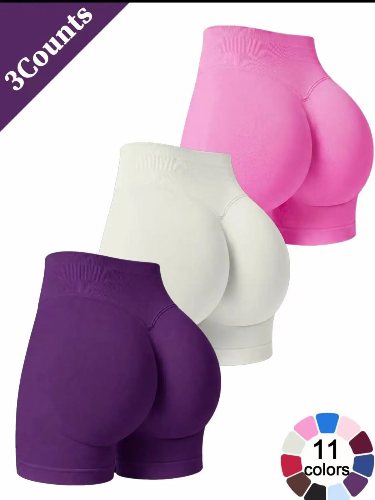 Women'S Multi-Piece Fitness Shorts, Seamless Stretch Tight Yoga Pants, High-Waisted Sun Protection, Tummy Control, Ideal for Workout & Casual Wear