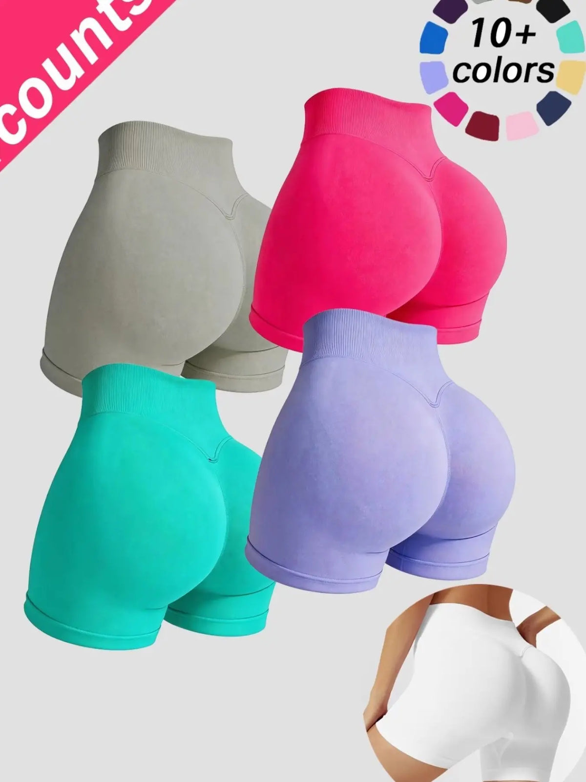 Women'S Multi-Piece Fitness Shorts, Seamless Stretch Tight Yoga Pants, High-Waisted Sun Protection, Tummy Control, Ideal for Workout & Casual Wear