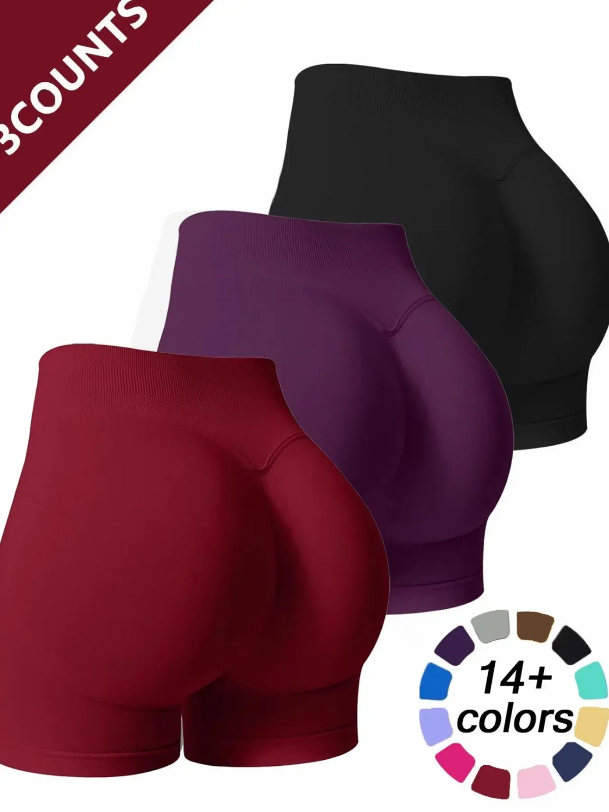 Women'S Multi-Piece Fitness Shorts, Seamless Stretch Tight Yoga Pants, High-Waisted Sun Protection, Tummy Control, Ideal for Workout & Casual Wear