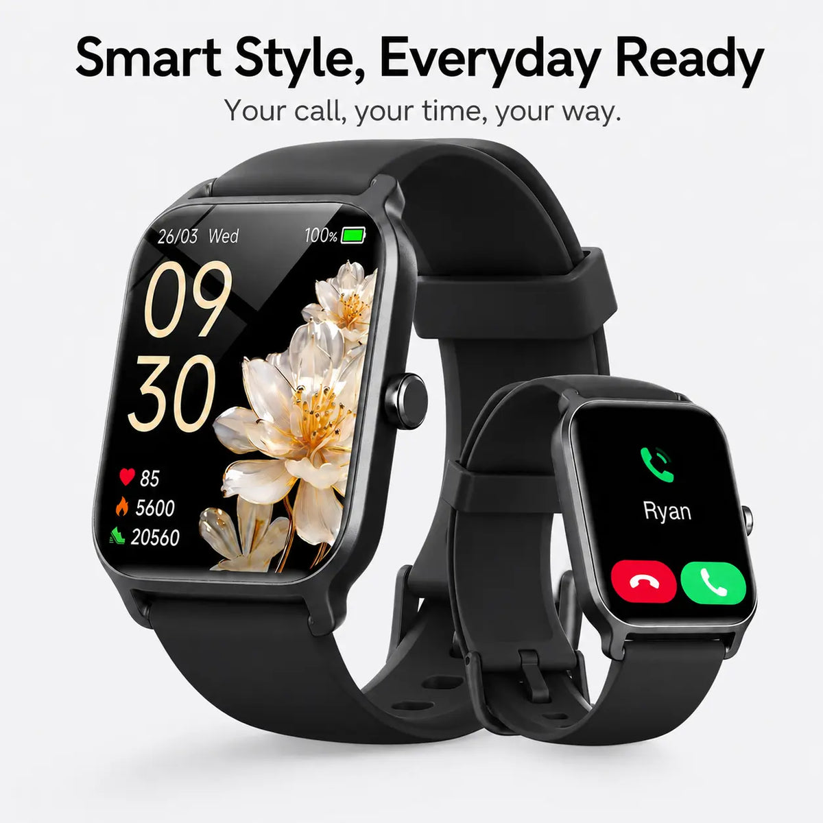 Smart Watch for Men and Women, 2.01" Touch Screen Lifestyle Watch with Message Reminder, Step Counter, Alarm, Timer, Music Control, Comfortable Strap, Compatible with Most Ios and Android Smartphones , Back to School Gift