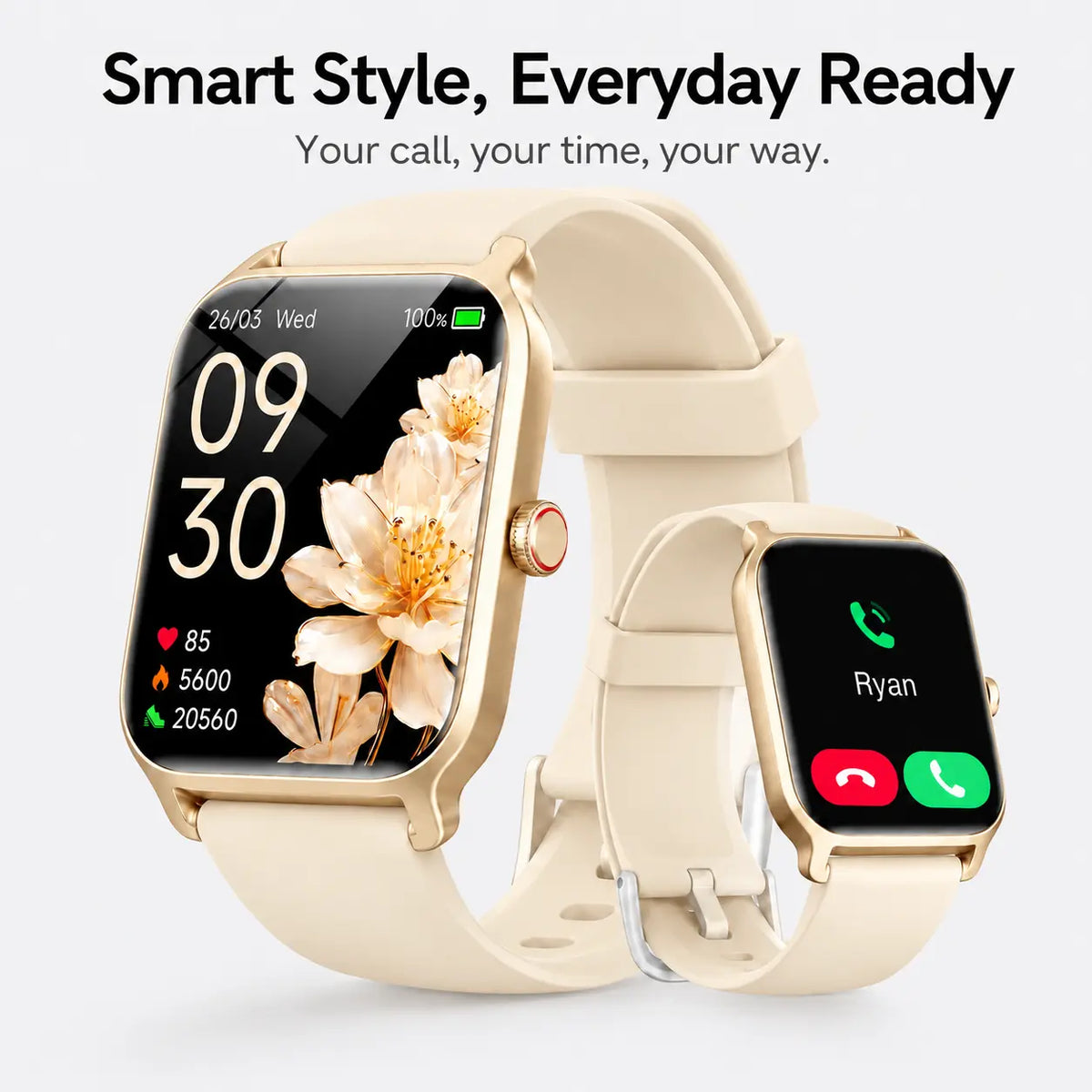 Smart Watch for Men and Women, 2.01" Touch Screen Lifestyle Watch with Message Reminder, Step Counter, Alarm, Timer, Music Control, Comfortable Strap, Compatible with Most Ios and Android Smartphones , Back to School Gift