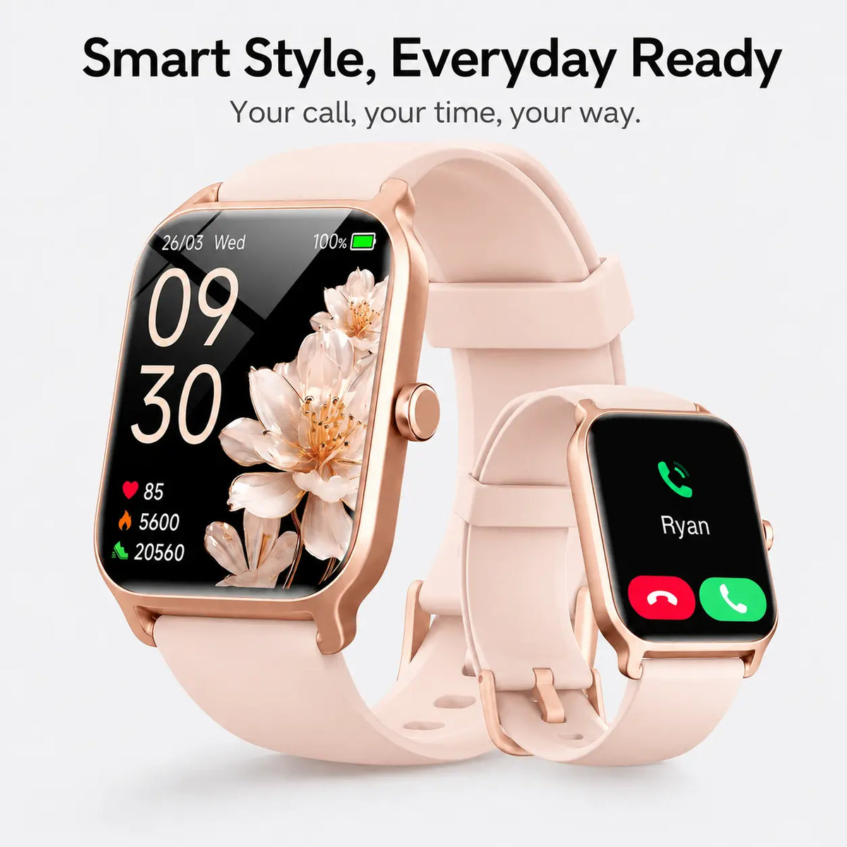 Smart Watch for Men and Women, 2.01" Touch Screen Lifestyle Watch with Message Reminder, Step Counter, Alarm, Timer, Music Control, Comfortable Strap, Compatible with Most Ios and Android Smartphones , Back to School Gift