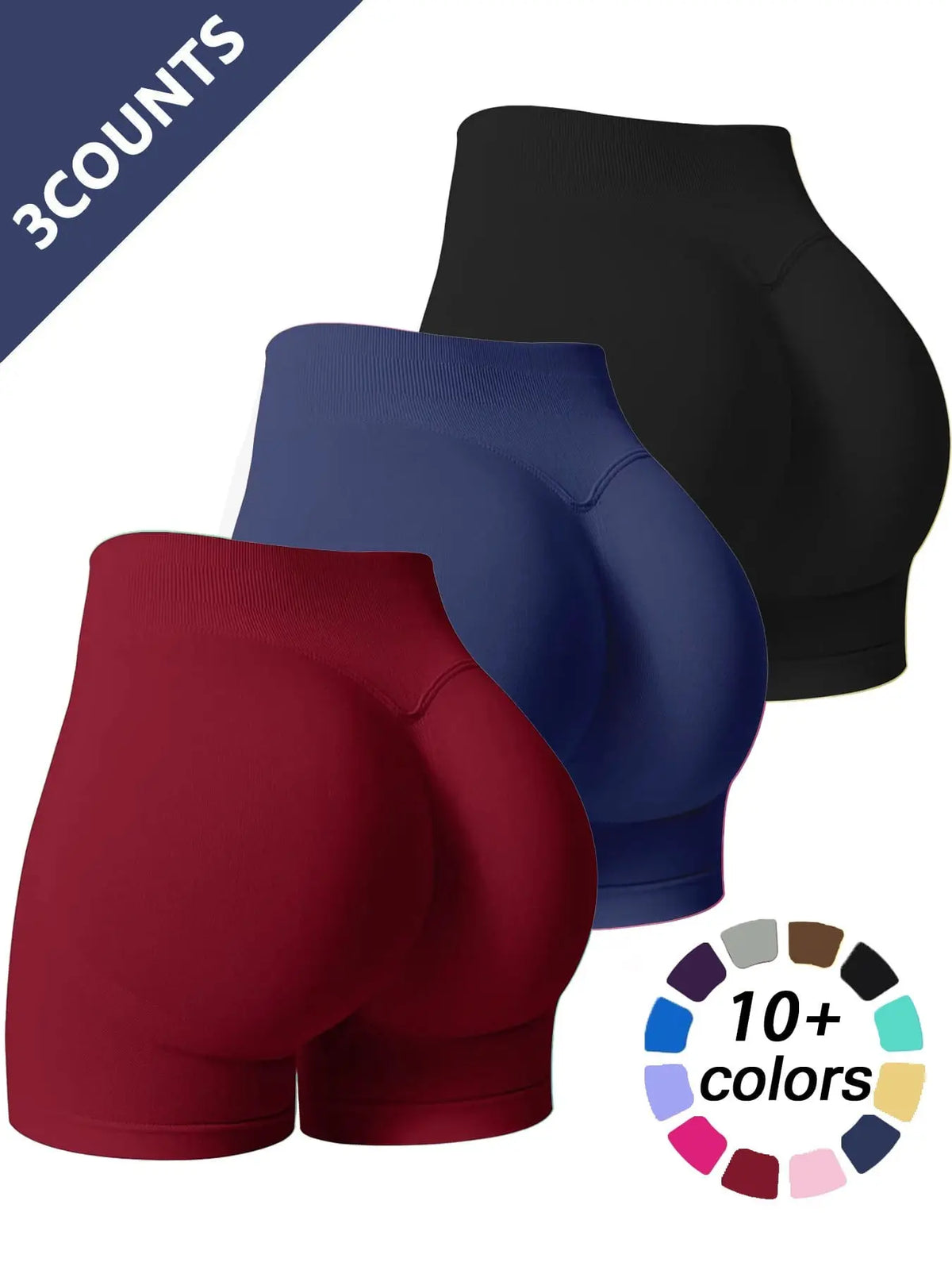 Women'S Multi-Piece Fitness Shorts, Seamless Stretch Tight Yoga Pants, High-Waisted Sun Protection, Tummy Control, Ideal for Workout & Casual Wear