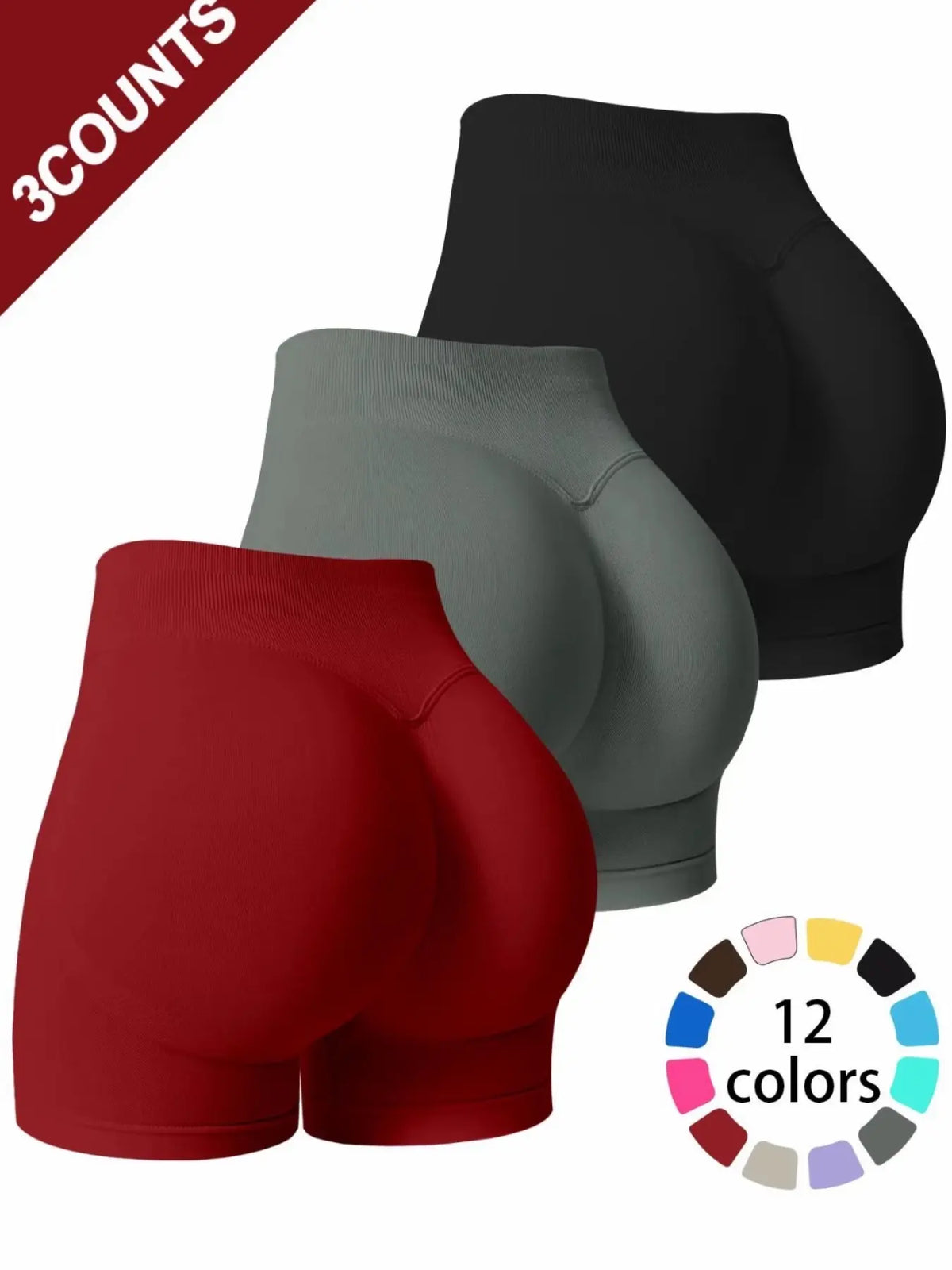 Women'S Multi-Piece Fitness Shorts, Seamless Stretch Tight Yoga Pants, High-Waisted Sun Protection, Tummy Control, Ideal for Workout & Casual Wear