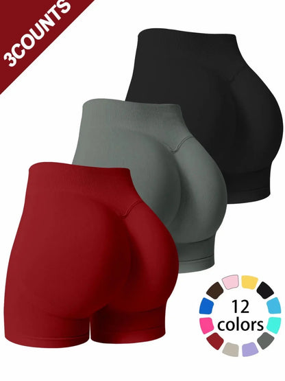 Women'S Multi-Piece Fitness Shorts, Seamless Stretch Tight Yoga Pants, High-Waisted Sun Protection, Tummy Control, Ideal for Workout & Casual Wear